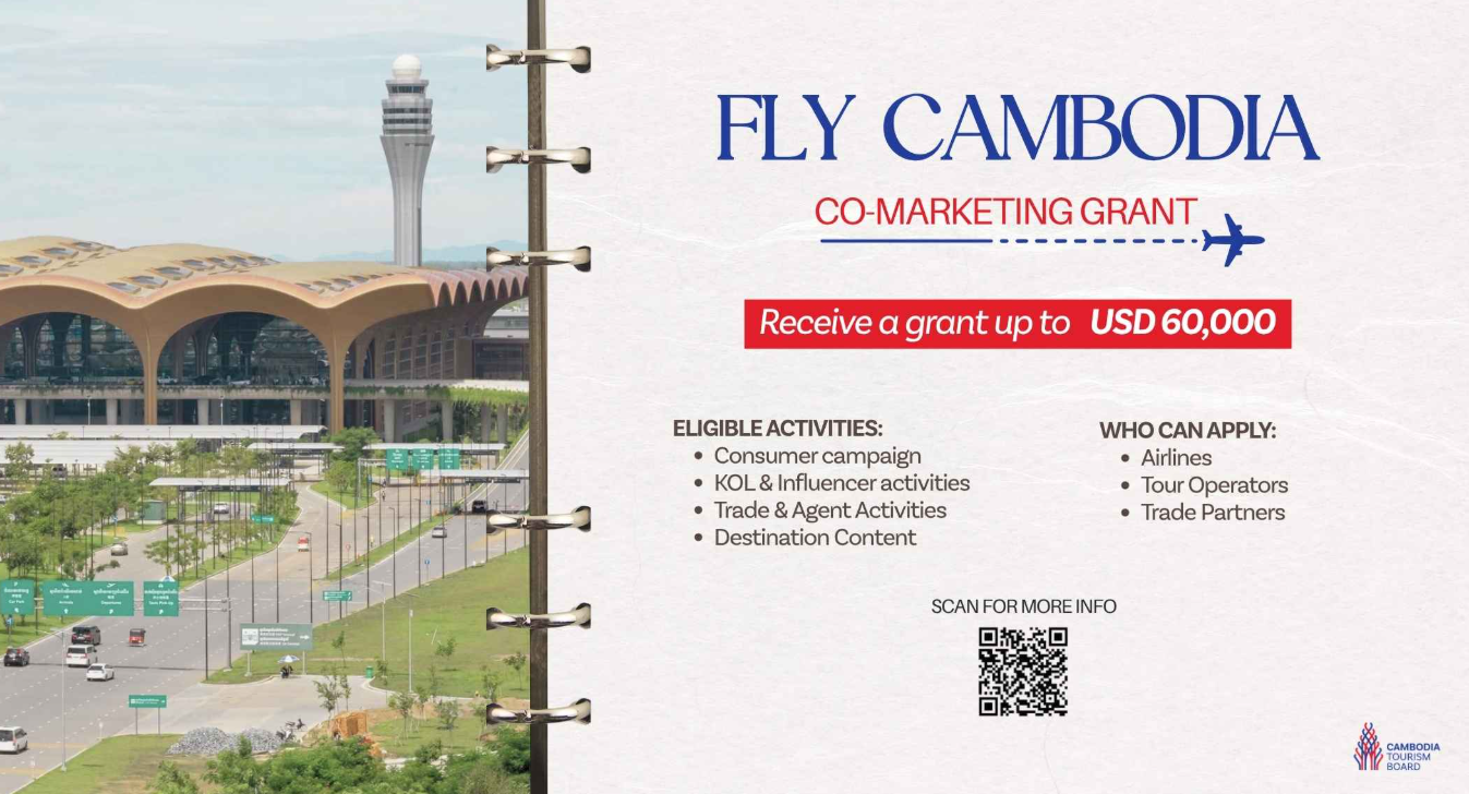 柬埔寨国家旅游局启动“Fly Cambodia联合营销资助”，与航空公司共同投资目的地营销